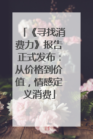 《寻找消费力》报告正式发布：从价格到价值，情感定义消费