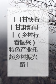 「甘快看」甘肃新闻丨（乡村行 看振兴）特色产业托起乡村振兴路