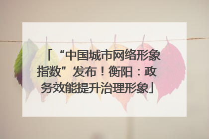 “中国城市网络形象指数”发布！衡阳：政务效能提升治理形象