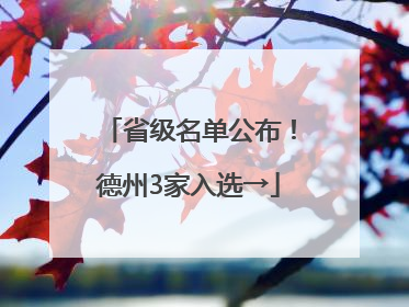 省级名单公布！德州3家入选→