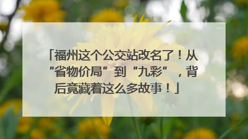 福州这个公交站改名了！从“省物价局”到“九彩”，背后竟藏着这么多故事！
