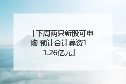 下周两只新股可申购 预计合计募资11.26亿元