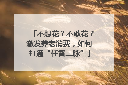 不想花？不敢花？激发养老消费，如何打通“任督二脉”