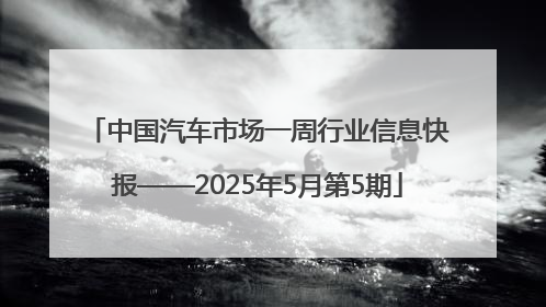 中国汽车市场一周行业信息快报——2025年5月第5期