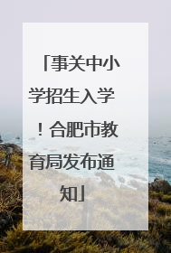 事关中小学招生入学！合肥市教育局发布通知