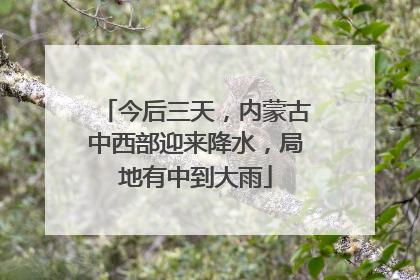 今后三天，内蒙古中西部迎来降水，局地有中到大雨