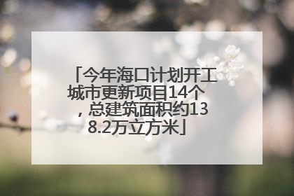 今年海口计划开工城市更新项目14个，总建筑面积约138.2万立方米