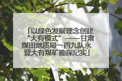 以绿色发展理念创建“大有模式”——甘肃煤田地质局一四九队永登大有煤矿勘探纪实