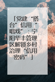 党建“搭台”信用“唱戏”：宁阳华丰管理区解锁乡村治理“信用密码”