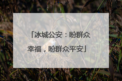冰城公安：盼群众幸福，盼群众平安