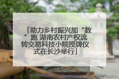 助力乡村振兴加“数”跑 湖南农村产权流转交易科技小院授牌仪式在长沙举行