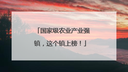 国家级农业产业强镇，这个镇上榜！