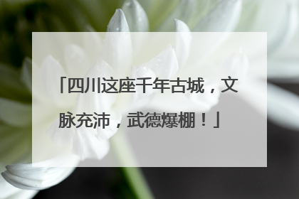 四川这座千年古城，文脉充沛，武德爆棚！