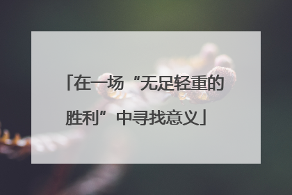在一场“无足轻重的胜利”中寻找意义