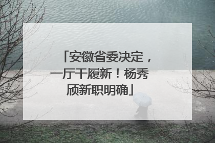 安徽省委决定，一厅干履新！杨秀颀新职明确
