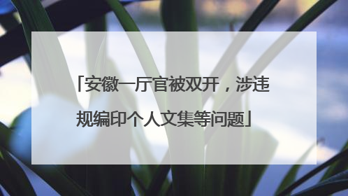 安徽一厅官被双开，涉违规编印个人文集等问题