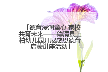 德育浸润童心 家校共育未来——德清县上柏幼儿园开展感恩德育启蒙讲座活动