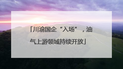 川渝国企“入场”，油气上游领域持续开放