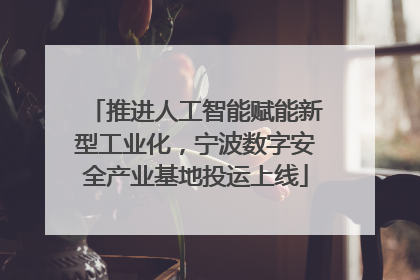 推进人工智能赋能新型工业化，宁波数字安全产业基地投运上线