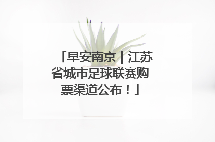 早安南京｜江苏省城市足球联赛购票渠道公布！