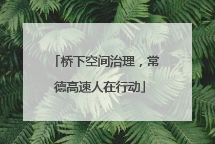 桥下空间治理，常德高速人在行动