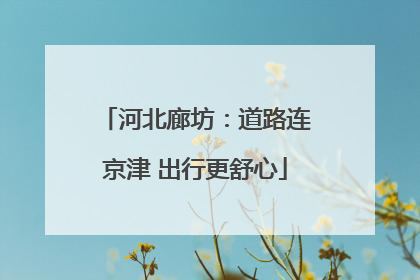 河北廊坊：道路连京津 出行更舒心