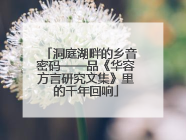 洞庭湖畔的乡音密码——品《华容方言研究文集》里的千年回响