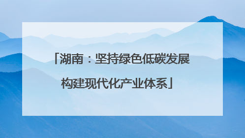 湖南：坚持绿色低碳发展 构建现代化产业体系