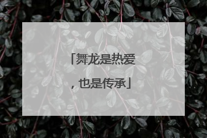 舞龙是热爱，也是传承