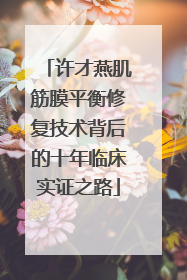 许才燕肌筋膜平衡修复技术背后的十年临床实证之路