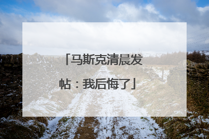 马斯克清晨发帖：我后悔了