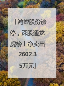 鸿博股份涨停，深股通龙虎榜上净卖出2602.35万元