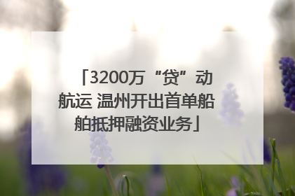 3200万“贷”动航运 温州开出首单船舶抵押融资业务