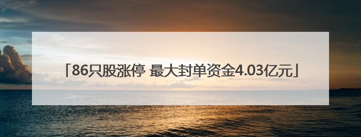 86只股涨停 最大封单资金4.03亿元